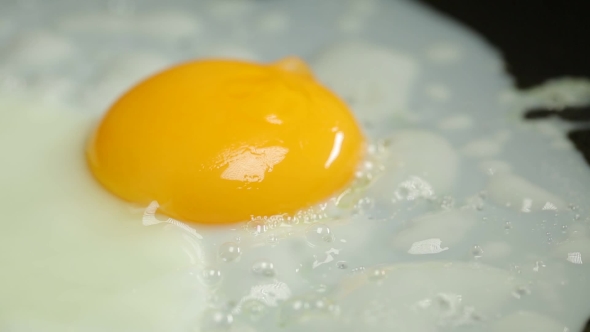 Fried Eggs On Ceramic Frying Pan With Oil FullHD Footage