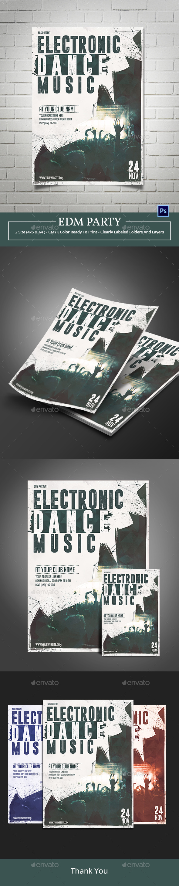 EDM Party Flyer Template - Clubs & Parties Events