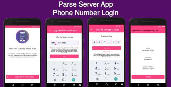Parse phone auth - Login Parse Server users by phone numbers - CodeCanyon Item for Sale