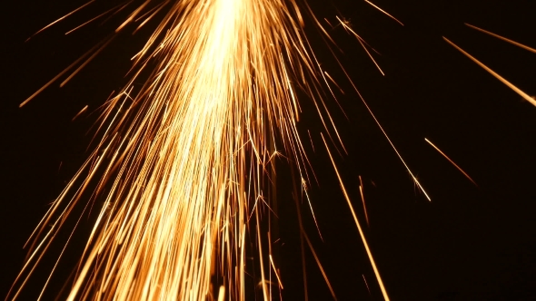 Sparks Frying During Metal Grinding alt
