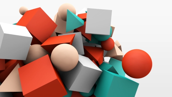 Flying 3D Geometric Objects Background