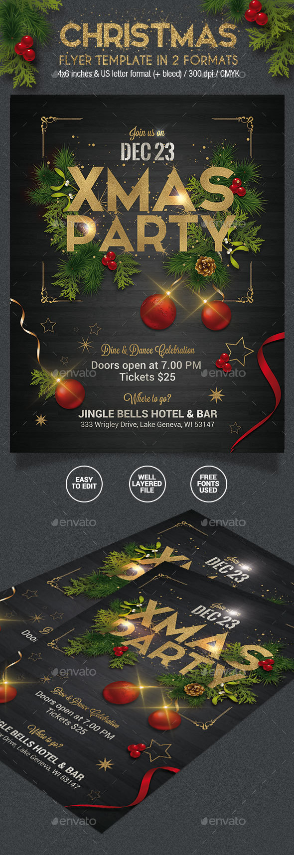 Christmas Party Flyer - 2 Formats - Holidays Events
