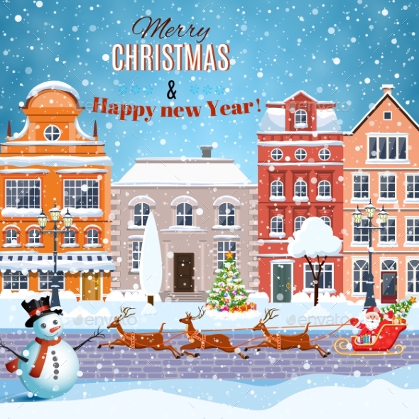 Christmas Santa Claus Riding On Sleigh - Christmas Seasons/Holidays