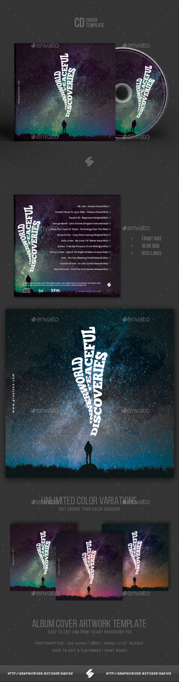 Inner World Discoveries - Creative CD Cover Artwork Template - CD & DVD Artwork Print Templates