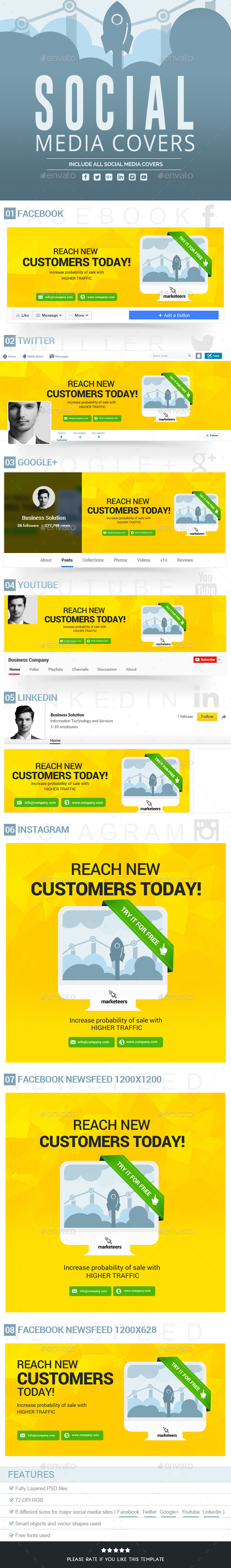 Seo Marketing Social Media Covers - Social Media Web Elements