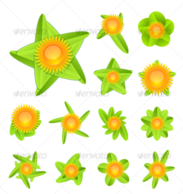 Sun and leaves - Decorative Symbols Decorative