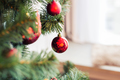 Photo of green hanging baubles | Free christmas images