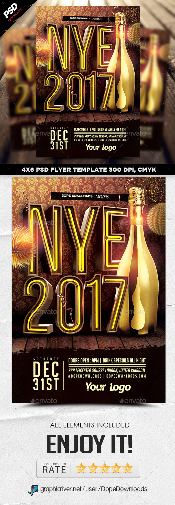 NYE 2017 3D Flyer Template - Holidays Events