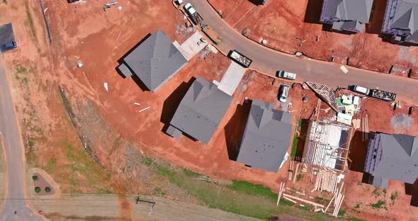 Unfinished Subdivision Incomplete Neighbourhood Housing Construction Site Aerial View alt