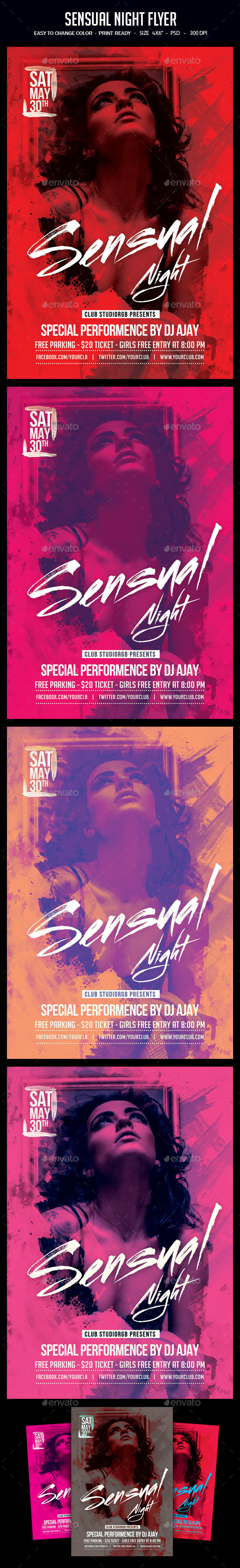 Sensual Night Flyer - Clubs & Parties Events