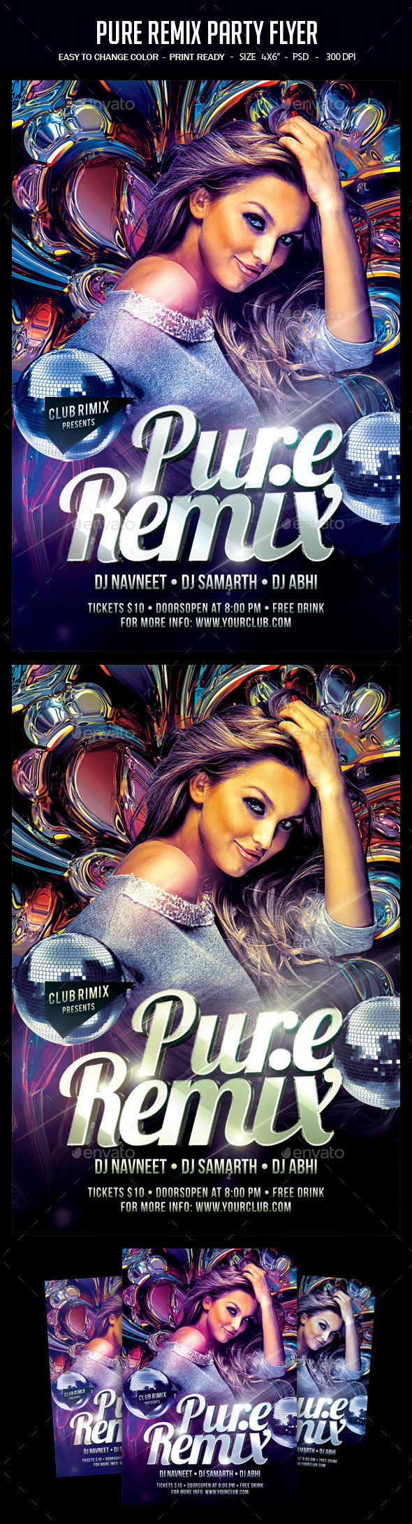Pure Remix Party Flyer - Clubs & Parties Events