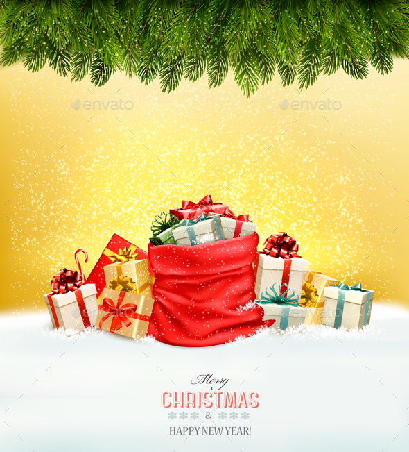 Holiday Christmas Background with Gift Boxes - Christmas Seasons/Holidays