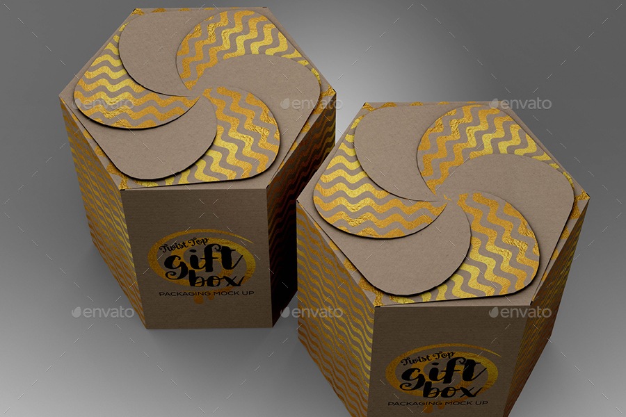 Download Hexagon Twist Top Candy Gift Box Packaging Mock Ups by ...