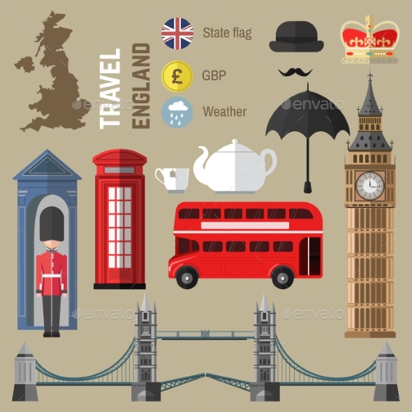Set Of London/England Symbols. - Travel Conceptual