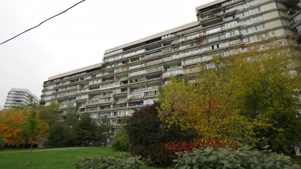 Highrise Residential Building and Autumn Landscape