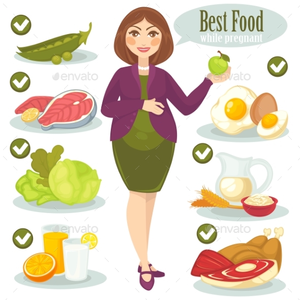 Woman, Healthy Food For Pregnant. - Food Objects