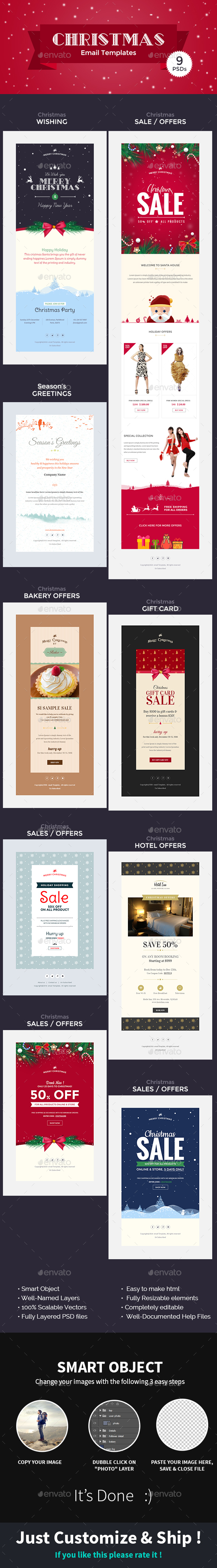 Christmas - Offers/Greetings Email Template PSD - E-newsletters Web Elements