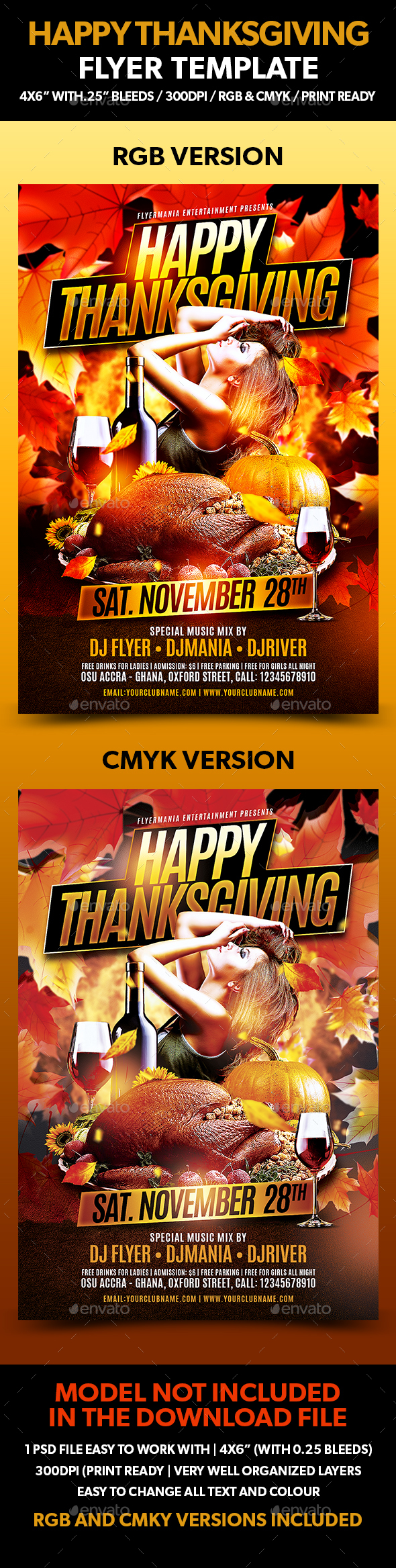 Happy Thanksgiving Flyer Template - Holidays Events