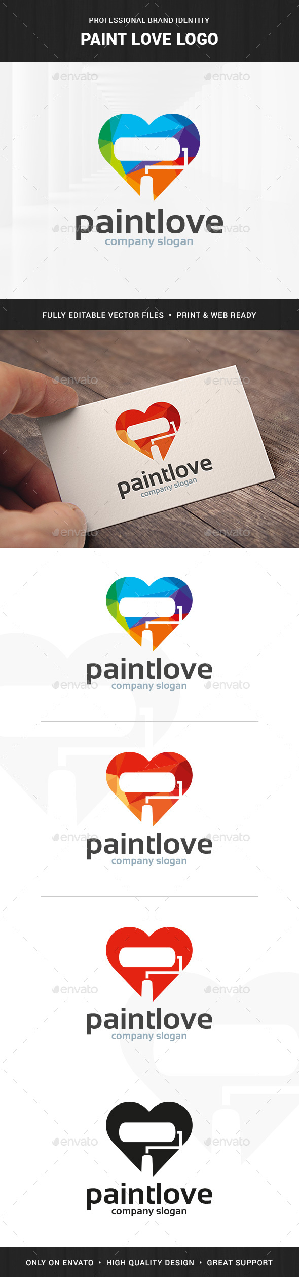 Paint Love Logo Template - Objects Logo Templates