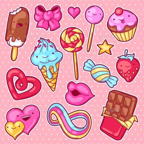 Set of Kawaii Sweets and Candies - Miscellaneous Characters