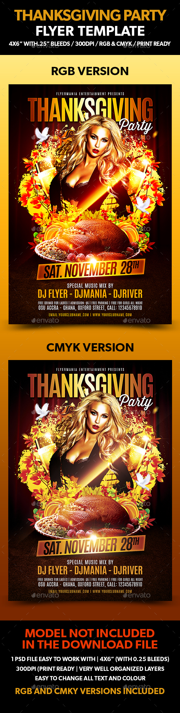 Thanksgiving Party Flyer Template - Clubs & Parties Events