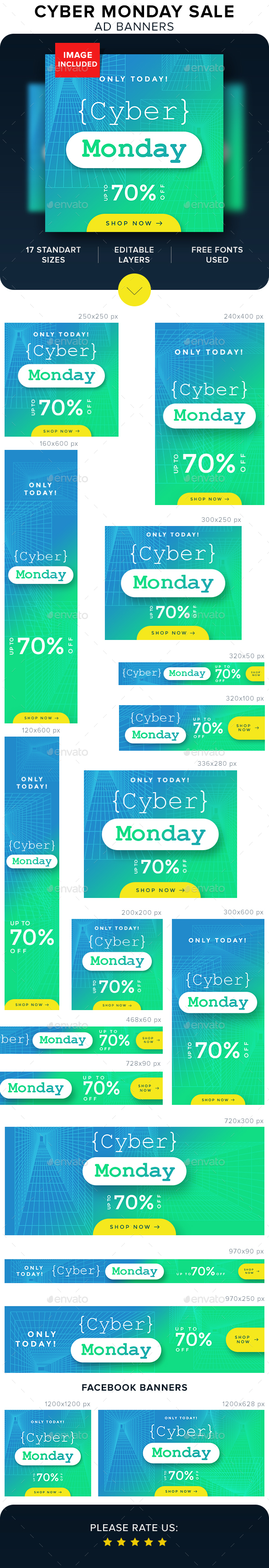 Cyber Monday Sale Banners - Banners & Ads Web Elements