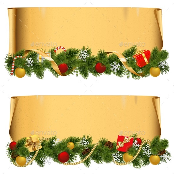 Vector Christmas Scroll Set 1 - Christmas Seasons/Holidays