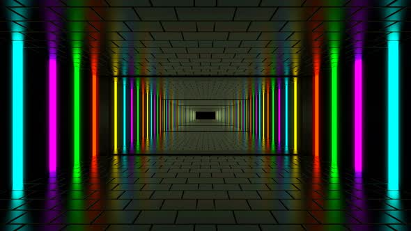 Loop Tunnel With Neon Striped Walls