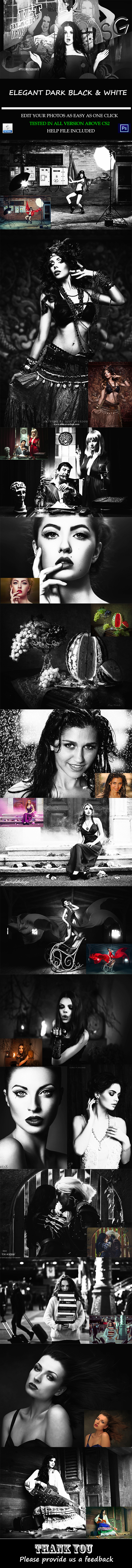Elegant Dark Black & White Action - Photo Effects Actions