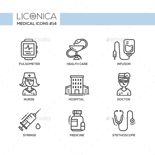 Medicine - Thin Line Design Icons - Health/Medicine Conceptual