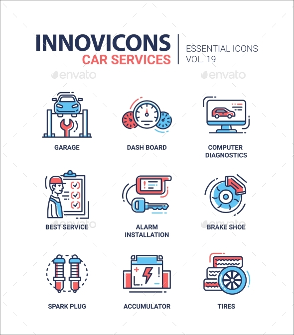 Car Services Modern Thin Line Design Icons - Computers Technology