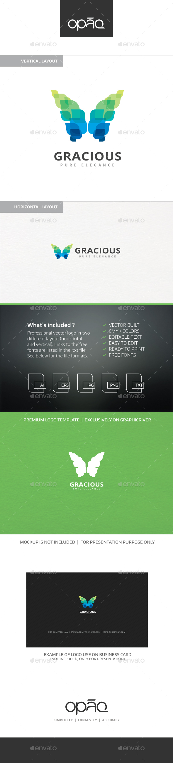 Gracious Butterfly Logo - Animals Logo Templates