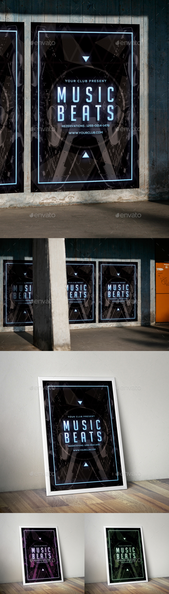 Music Beats Flyer Poster Template - Clubs & Parties Events