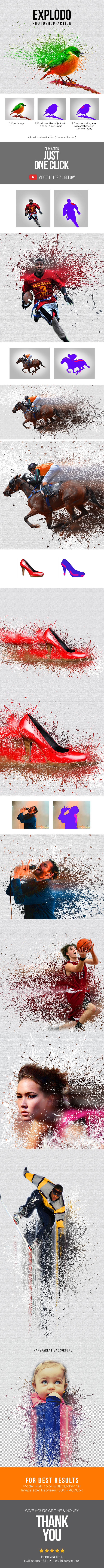 Explodo Photoshop Action - Photo Effects Actions