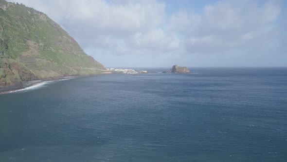 Aerial drone view of Janela Islets in Porto Moniz in Madeira alt