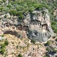 Dalyan, Mugla. Turkey. Shooting of Dalyan Rock Tombs with drone. Kaunos ancient city aerial view. - VideoHive Item for Sale