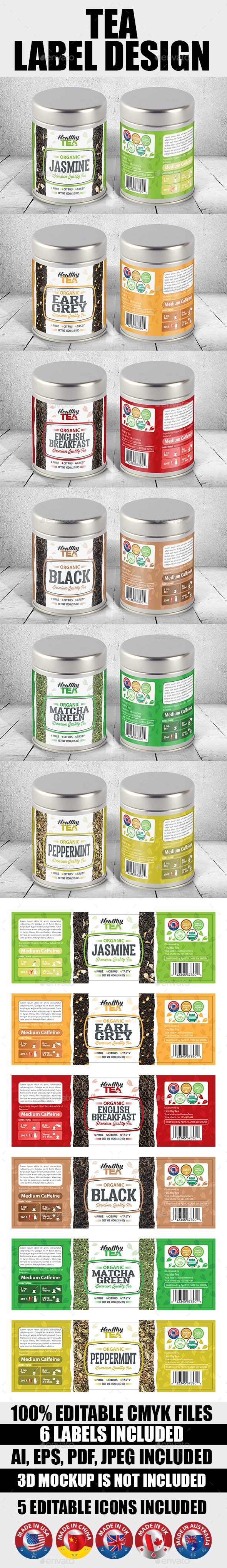 Tea Label Templates Vol-01 - Packaging Print Templates