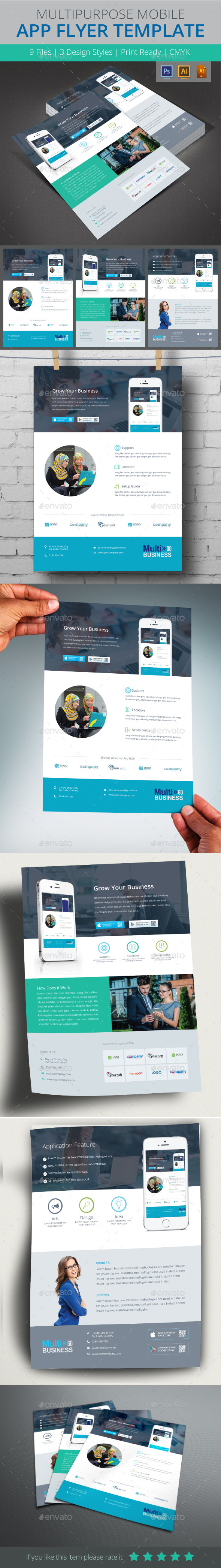 Multipurpose Mobile App Flyer Template - Flyers Print Templates