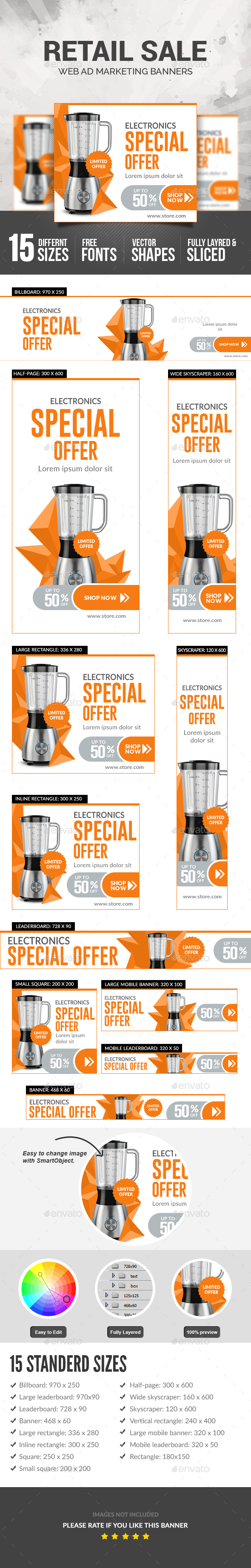 Retail Sale Ad Banners - Banners & Ads Web Elements
