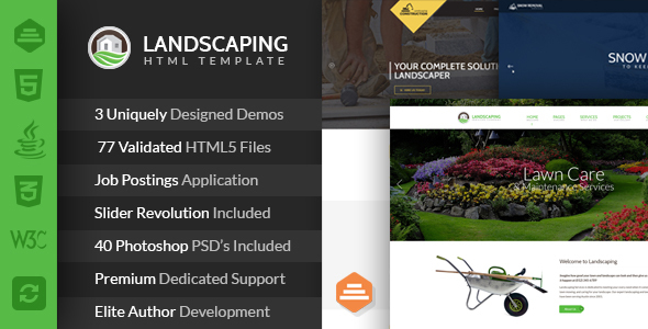 Landscaping - Lawn & Garden, Landscape Construction, & Snow Removal HTML Template - Business Corporate