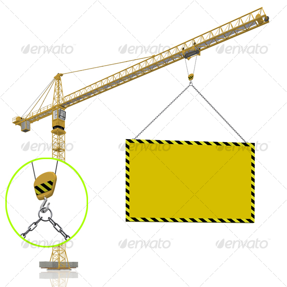 crane with blank banner - Objects 3D Renders