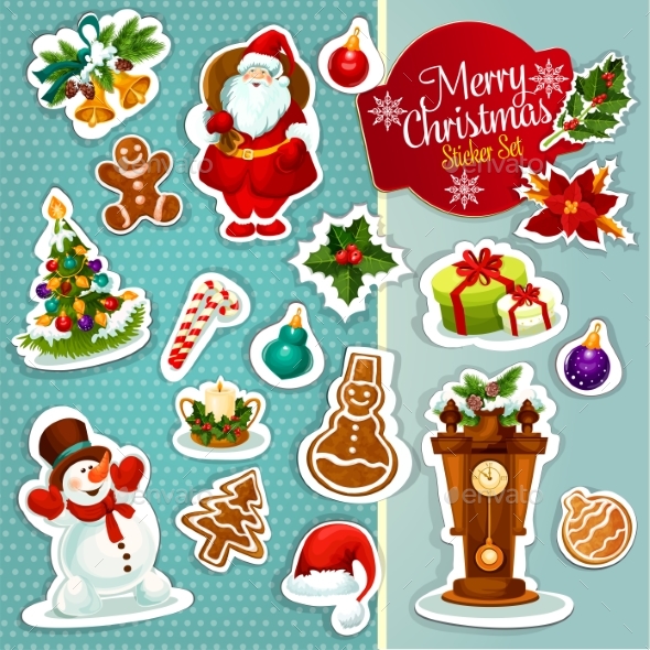 Christmas Sticker Icon Set For Xmas Design - Christmas Seasons/Holidays