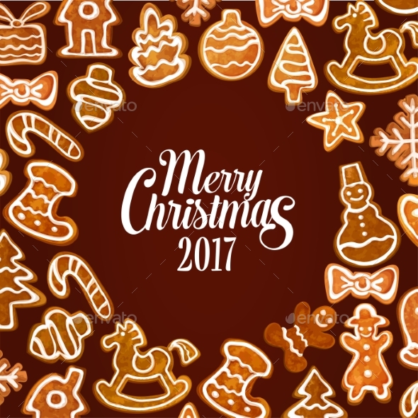 Christmas Gingerbread Cookie Festive Poster Design - Christmas Seasons/Holidays