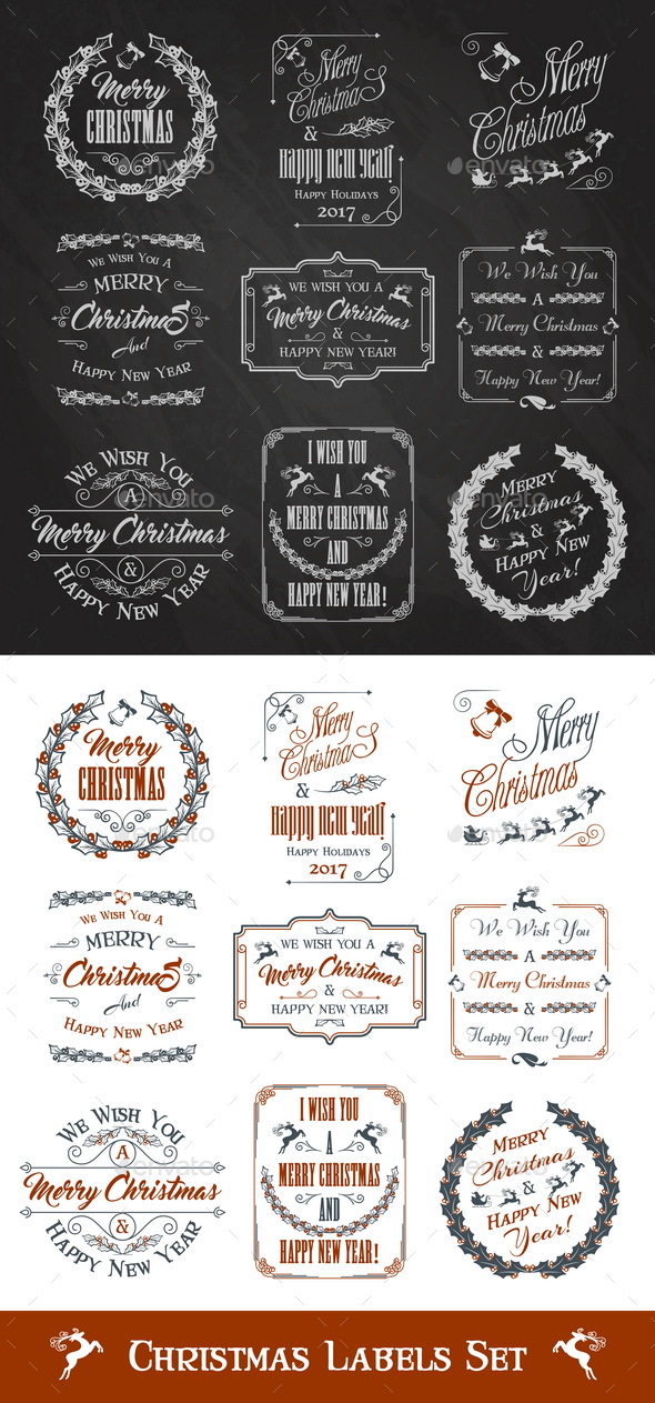 Christmas Greeting Labels - Badges & Stickers Web Elements