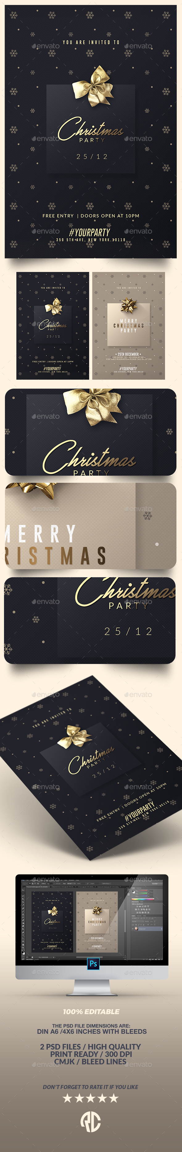2 Classy Christmas Party | Invitation Templates - Cards & Invites Print Templates