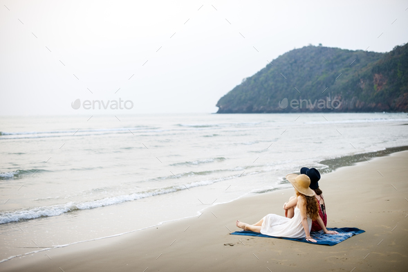 Girls Beach Summer Holiday Vacation Togetherness Concept - Stock Photo - Images