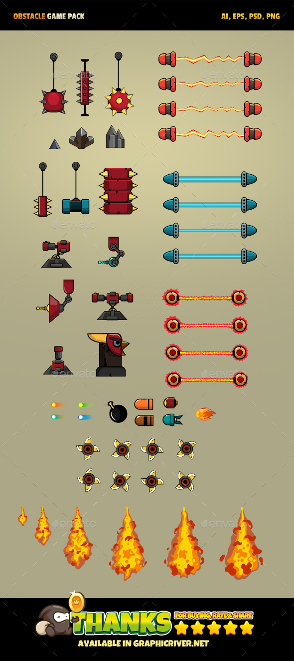 19 Obstacles Game - Miscellaneous Game Assets
