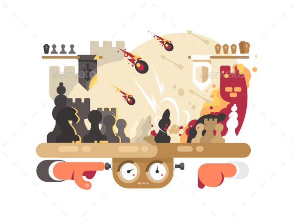 Chess Battle on Playing Board - Miscellaneous Vectors