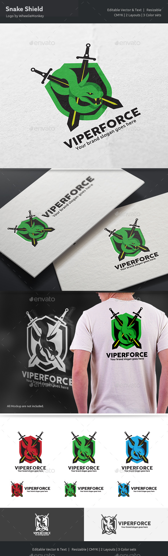 Snake Shield Logo - Vector Abstract