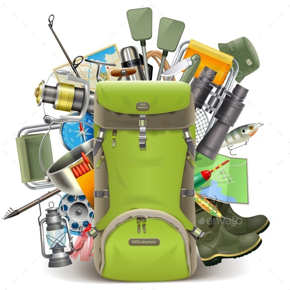 Haversack with Fishing Tackle - Sports/Activity Conceptual
